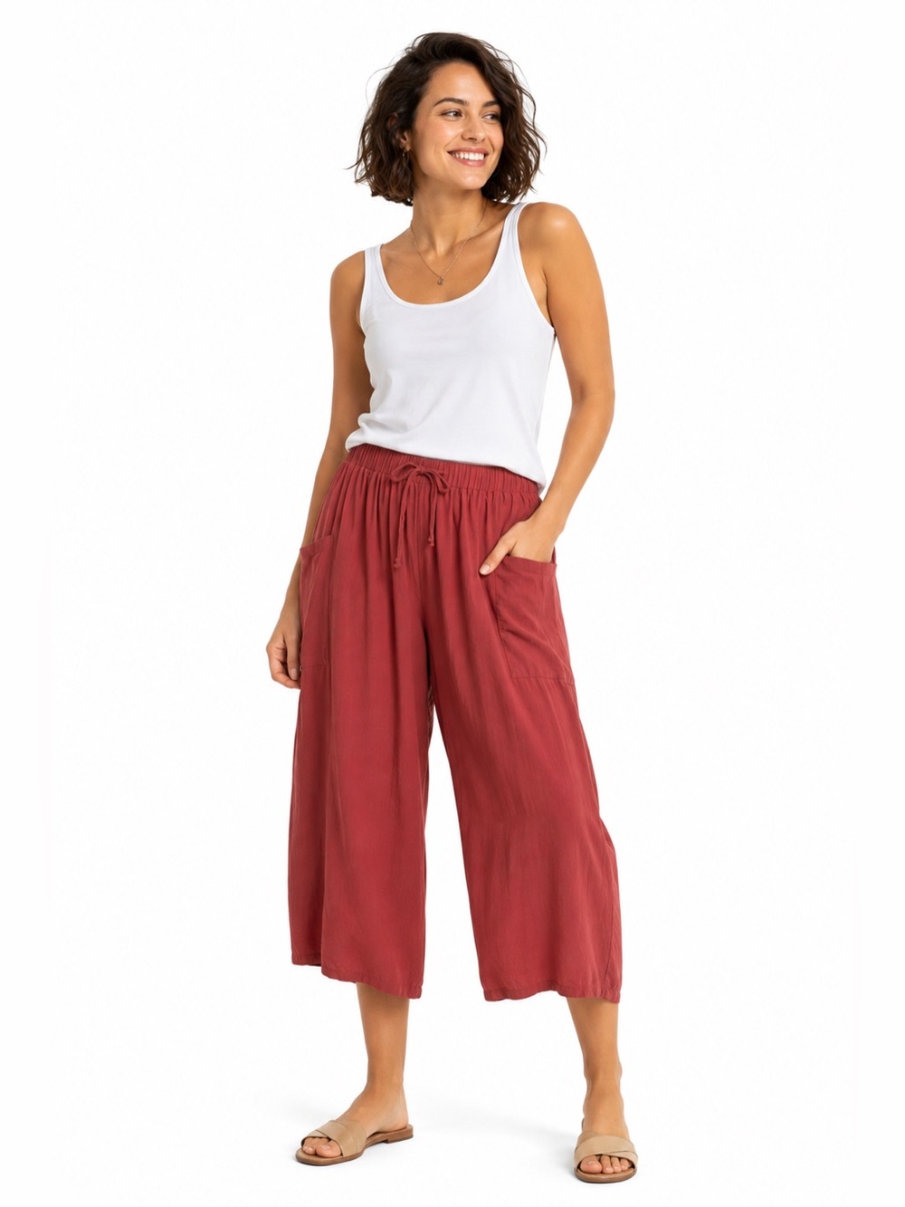 Tarse ($135) Linen Wide Leg Palazzo Harem Pants with Pockets
